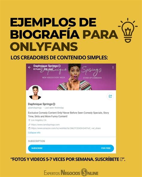 ejemplos de biografas para onlyfans|UniFans: 18 OnlyFans Bio Ideas with Examples